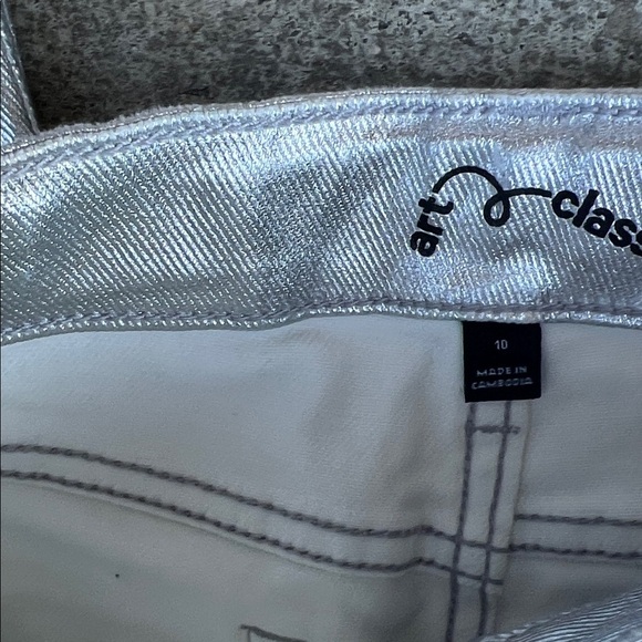 Art Class Girls Baggy High Rise Shiny Silver Straight Leg  Jeans::NWT:; - Picture 4 of 8